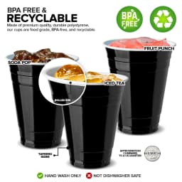 Stock Your Home Black Plastic Cups Disposable, 16oz (50 Count) Heavy-Duty, Large Party Cup Pack Bulk Pack for Drinking Punch, Soda, Wine, Beer, 4th - Thumbnail 5