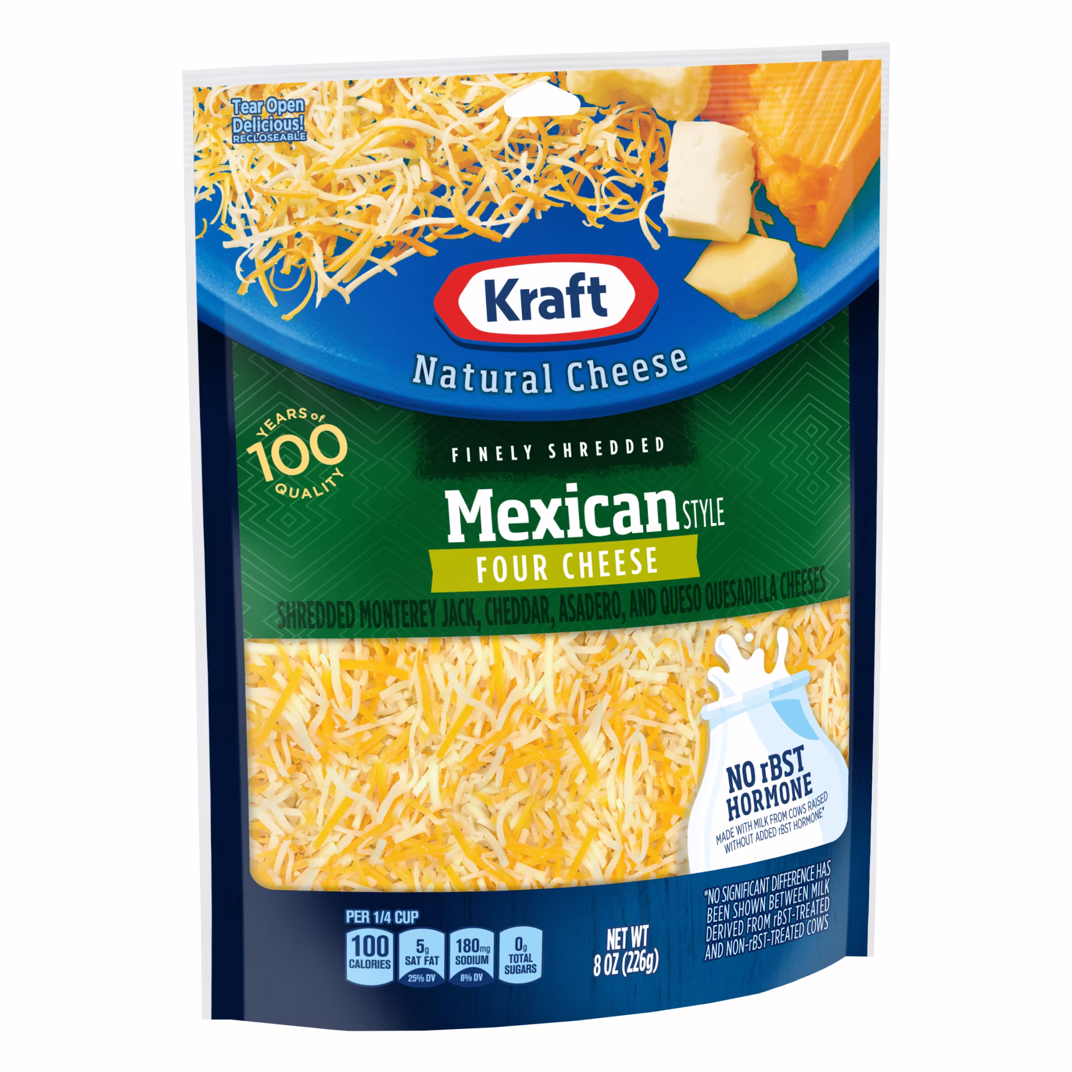 Kraft Natural Mexican Style Four Cheese Blend Finely Shredded Cheese, 8 oz Bag - Thumbnail 3
