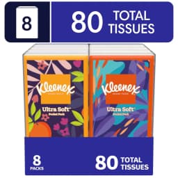 Kleenex On-The-Go 3-Ply Travel Tissues, 8 Pack (80 Total Tissues), Facial Tissues - Thumbnail 1