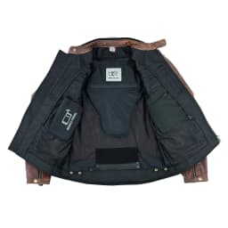 Men's Motorbike Leather Jacket Distress Zip Up Motorcycle Protection Jackets Antique Brown-38 - Thumbnail 4