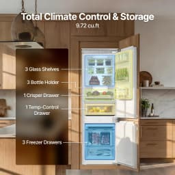 Ca'Lefort 22 Inch Panel Ready Refrigerator,Built-In Refrigerator with Freezer, 3-Zone Cooling,for Home Bars & Kitchen Designs(Panel Not Included) - Thumbnail 6