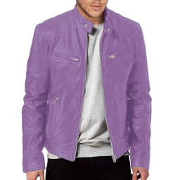 NOLDARES Men's Leather Jacket for Fall/Winter,Men PU Jacket, Outwear Coat(Z03-Purple,L) - Thumbnail 1