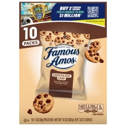 Famous Amos Classic Chocolate Chip Cookies, Bite-size cookies, Sweet Treats, 10 Pack Box, 1oz Bag - Thumbnail 14