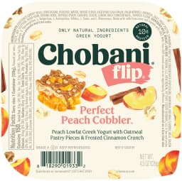 Chobani Flip Low-Fat Greek Yogurt, Perfect Peach Cobbler 4.5 oz Cup - Thumbnail 6
