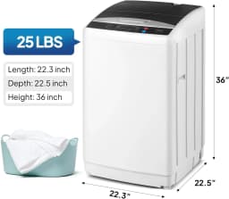 VINGLI 25LBS Full-Automatic Electric Laundry Machine， Portable Washing Machine with Stainless Steel Drum, 110V Compact Washer, Washer and Dryer Combo - Thumbnail 6