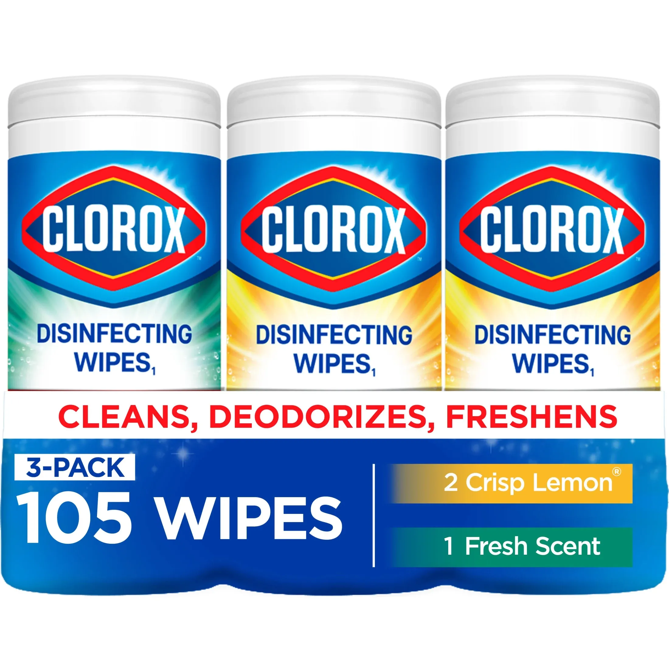 Clorox Disinfecting Cleaning Wipes Variety Pack, Bleach Free, Fresh Scent and Crisp Lemon, 35 Count Each, Pack