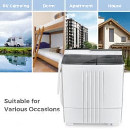 Costway 21 LBS Portable Compact Mini Twin Tub Washing Machine Drain Pump Spinner - Thumbnail 5