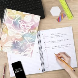 Five Star 1 Subject Wide Ruled Notebook Plus Study App, 8" x 10.5", Pastel Butterfly, Poly, Spiral, 80 Sheets - Thumbnail 5