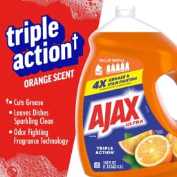 Ajax Ultra Liquid Dish Soap, Triple Action, Easy-Flip Cap, Orange Scent, 145 fl oz - Thumbnail 2