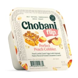 Chobani Flip Low-Fat Greek Yogurt, Perfect Peach Cobbler 4.5 oz Cup - Thumbnail 1