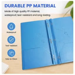 NXUJEUG Two Pocket Folder with Prongs (1 Pack, Blue), Plastic Folders with Pockets and Business Card Holder, Fit Letter Size, for Organizing Papers - Thumbnail 5