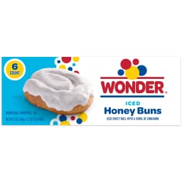 Wonder Iced Honey Buns, Individually Wrapped Iced Pastry Snacks, 10.5 oz, 6 Count - Thumbnail 1