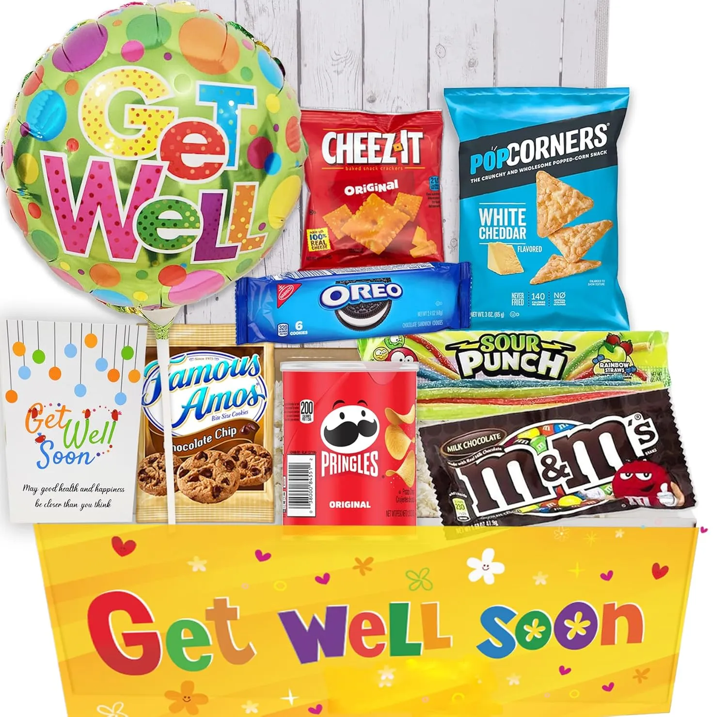GET WELL GIFT basket, package for kids Unisex, child boy or girl Care package, Feel better soon for home or hospital after surgery w/Balloon, candy