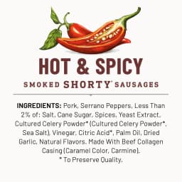 Duke's Pork Hot and Spicy Smoked Shorty Sausages, 7g Protein Per Serving, 7.5 oz - Thumbnail 6