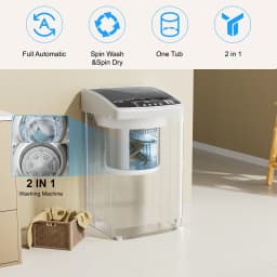 TABU Portable Washer and Dryer Set, 19LBS Compact Washing Machine & 13LBS Compact Dryer (White) - Thumbnail 3