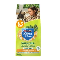Purina Kitten Chow Naturals Chicken Flavor Dry Cat Food for Kittens, 6.3 lb. Bag, 4 Pack - Thumbnail 1