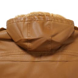 Maoxin Men's Leather Jacket Men's Solid Color Wnter Velvet Leather Zipper Pocket Long Sleeved Hooded Leather Jacket Leather Jackets for Men - Thumbnail 5