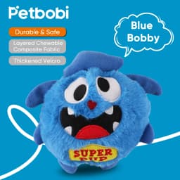 Petbobi Dog Toys Interactive Plush Giggle Ball Squeak Crazy Bouncer Toy for Pets, Blue - Thumbnail 2