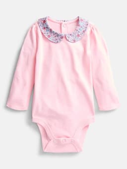 Wonder Nation Baby Girls Collared Bodysuit with Long Sleeves, Sizes 0-24 Months - Thumbnail 1