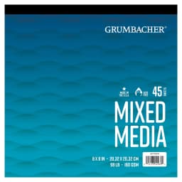 Grumbacher Mixed Media Paper Pad 8" x 8", 98 lb. / 160 GSM, Tape-Bound, 45 Sheets - Thumbnail 1