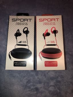 RHEA- Nib Lot Of 2 Pairs Of Sport Earbuds With Mic & Protective Case - Thumbnail 2