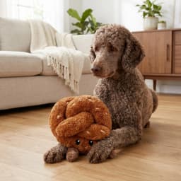 Vibrant Life Brown Pretzel Plush Dog Toy with Squeaker, Chew Level 1 - Thumbnail 3