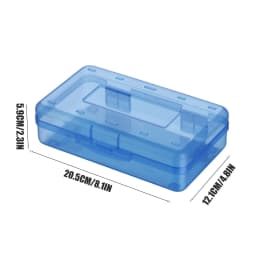 UALSRZL Extra Large Pencil Box, Clear Plastic Pencil Case with Snap Lid, Stackable Organizer for Pens, Markers, Crayons, Stickers & Supplies, Blue - Thumbnail 3