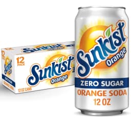 Sunkist Zero Sugar Orange Soda Pop, 12 fl oz, 12 Pack Cans - Thumbnail 1