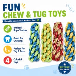MGEZCOO Puppy Toys 4 Pack, CornBraid Rope Dog Chew Toys for Aggressive Chewers, Durable Dog Toys for Small Medium Large Dogs - Thumbnail 7