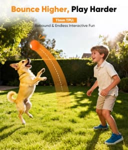 Petbobi Automatic Interactive Dog Ball, Durable E-TPU Rechargeable Rolling Bouncing Toy for Small Medium Dogs, Orange - Thumbnail 6