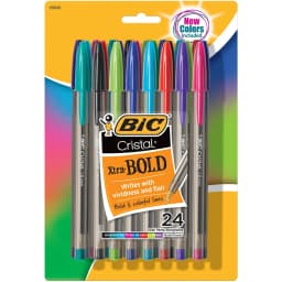 BIC Cristal Xtra Bold Fashion Ballpoint Pen, Medium Point (1.6mm), Assorted Colors, 24 Per Pack, 2 Packs - Thumbnail 2