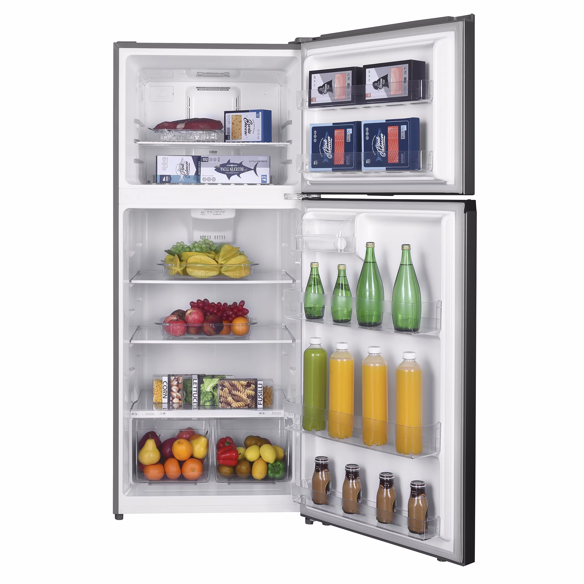 Magic Chef 17.6 Cu Ft Top-Mount Refrigerator in Platinum Steel - Thumbnail 11