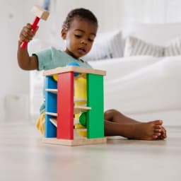 Melissa & Doug Deluxe Pound and Roll Wooden Tower Toy With Hammer - Thumbnail 8
