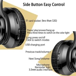 RHEA- Bluetooth Headphones Over Ear, Wireless Headphones Wired With Deep Bass, Noise C - Thumbnail 4