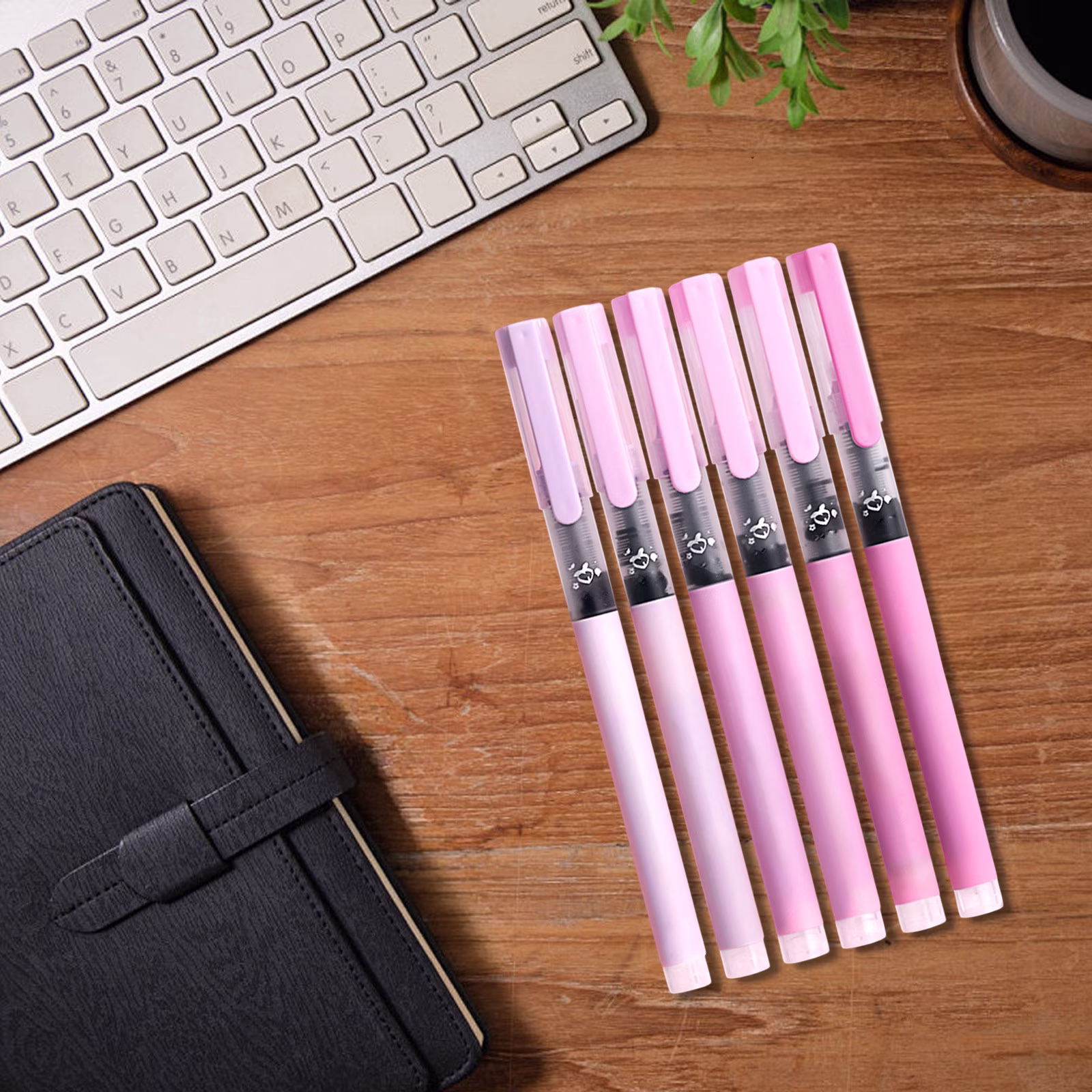 Under 1$ Dollar Straight Liquid Ballpoint Pen Sign Pen, 0.5mm High Capacity Black Ink Water Pen, Fast Drying Exam Writing Pens,Pink - Thumbnail 6