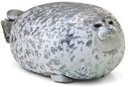 Chubby Blob Seal Plush Pillow, Cute Stuffed Animal Seal Plushie Toy, Cotton Plushy Ocean Gray 16 Inch - Thumbnail 1