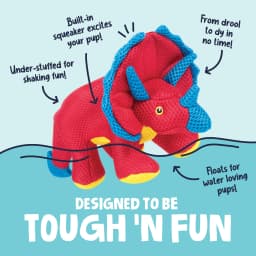 goDog Double Chew Guard Technology Dino Frills Squeaky Plush Dog Toy, Red, Small - Thumbnail 2