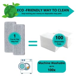True & Tidy Tidy Microfiber Mop Pad Replacements, Washable Non-abrasive Heads for Surfaces, 2 pcs - Thumbnail 2