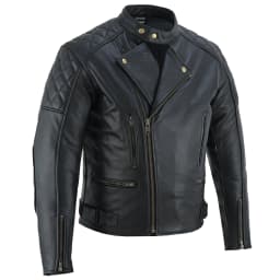 Men's Motorbike Leather Jacket Distress Zip Up Motorcycle Protection Jackets All Black-5XL - Thumbnail 6