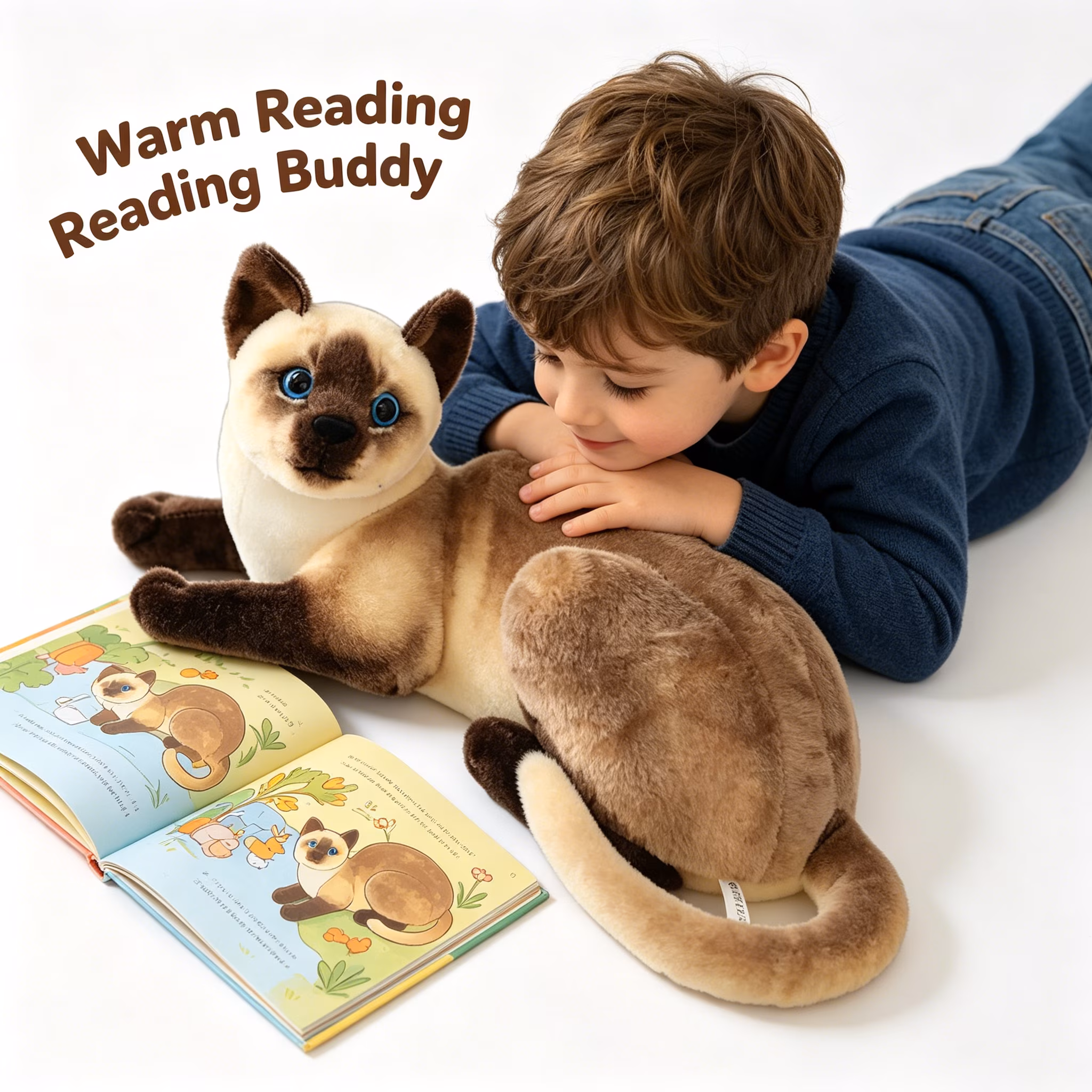 BESTSKY 2026 New Body Pillow Siamese Cat Funny Stuff Simulate Kitten Weighted Stuffed Animals Style 6 20Cm for Snuggling Bedtime Home Decor Playtime - Thumbnail 4