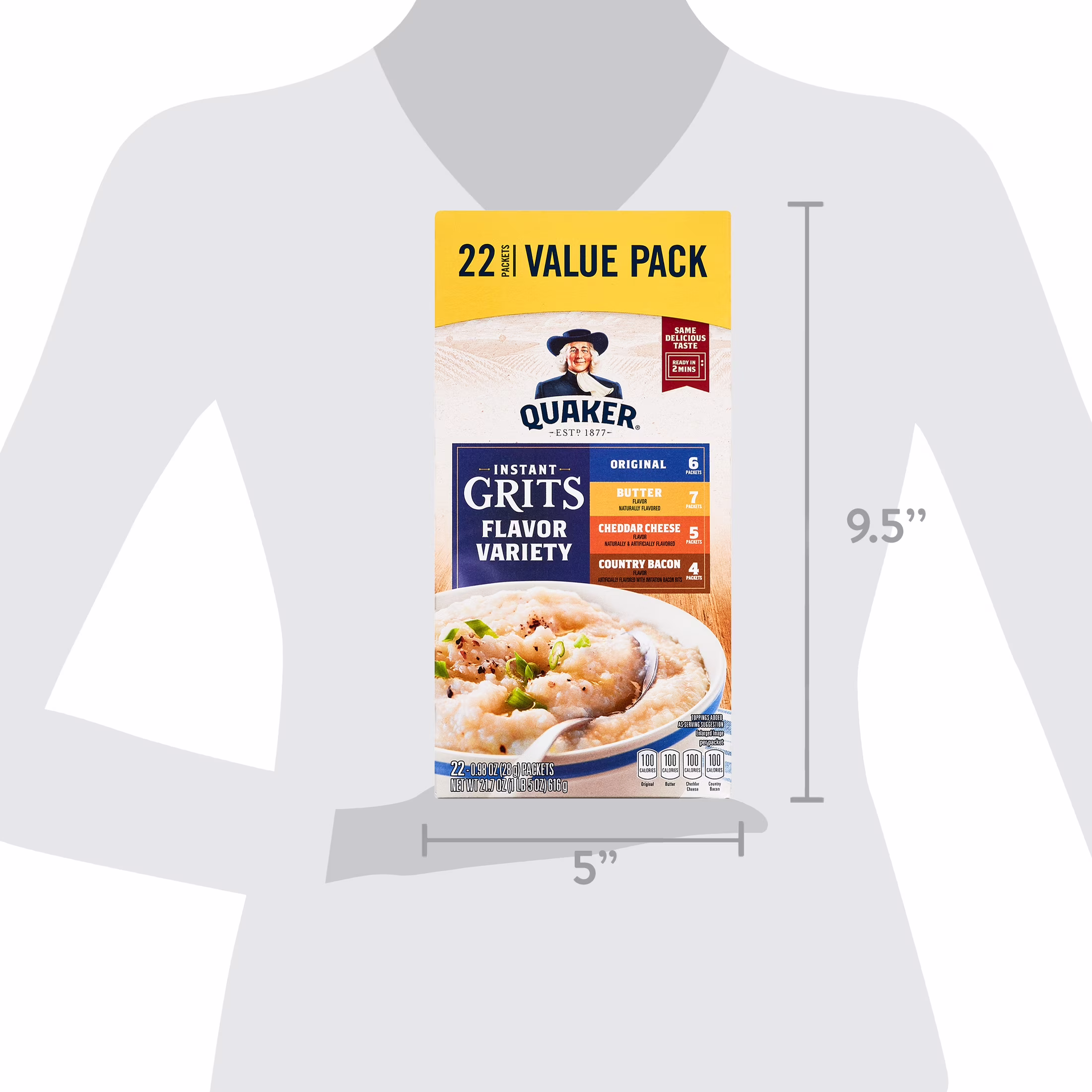 Quaker, Instant Grits Variety Pack, 0.98 oz, 22 Packets - Thumbnail 11