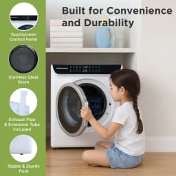 Hamilton Beach 13 lbs. Compact Tumble Dryer with Touchscreen Controls, 8 Drying Modes, Delay Start, Adjustable Heat Levels, Child Lock, Air-Vented - Thumbnail 3