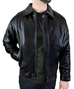 Victory Outfitters Men's Genuine Leather Bomber Jacket - Black - L - Thumbnail 1