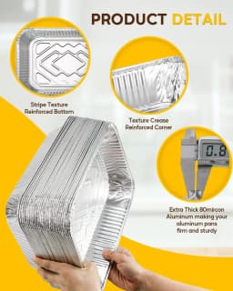 Katbite 9x13 Aluminum Foil Pans, 30 Count Half Steam Loaf Aluminum Foil Pans Set - Thumbnail 4