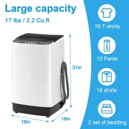 Dimedeal 17LBS Portable Washing Machine, Full Automatic Washer with Spin, 10 Programs Compact Laundry for Small Spaces - Thumbnail 2