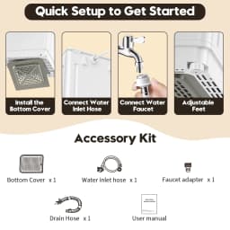 Auertech 18lbs Portable Washing Machine, Fully Automatic Portable Washer with LED Display,Washer & Dryer Combo, 7 Wash Cycles, 4 Water Levels - Thumbnail 5