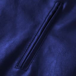 Men's Stand Collar Faux Leather Jacket, Zip up Long Sleeve Vintage Casual Motorcycle Coat for Daily Wear Dark Blue XL - Thumbnail 10