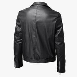Bazeneo Mens Leather Jackets Faux Leather Motorcycle Jackets Pu Long Sleeve Biker Jacket Vintage Plain Colour Fitted Coats Full Zip Collar Casual Outwear Punk Clothes for Men - Thumbnail 4