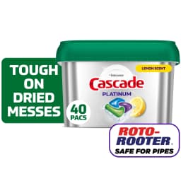 Cascade Platinum Dishwasher Pods, Dishwasher Detergent, Dish Detergent Soap, Lemon, 40 Count - Thumbnail 1
