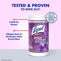 Lysol Disinfecting Wipes, All Purpose Cleaner, Multi Surface Antibacterial Cleaning Wipes, Cleaning Supplies, Lavender & Cotton Blossom Scent, 80 - Thumbnail 2